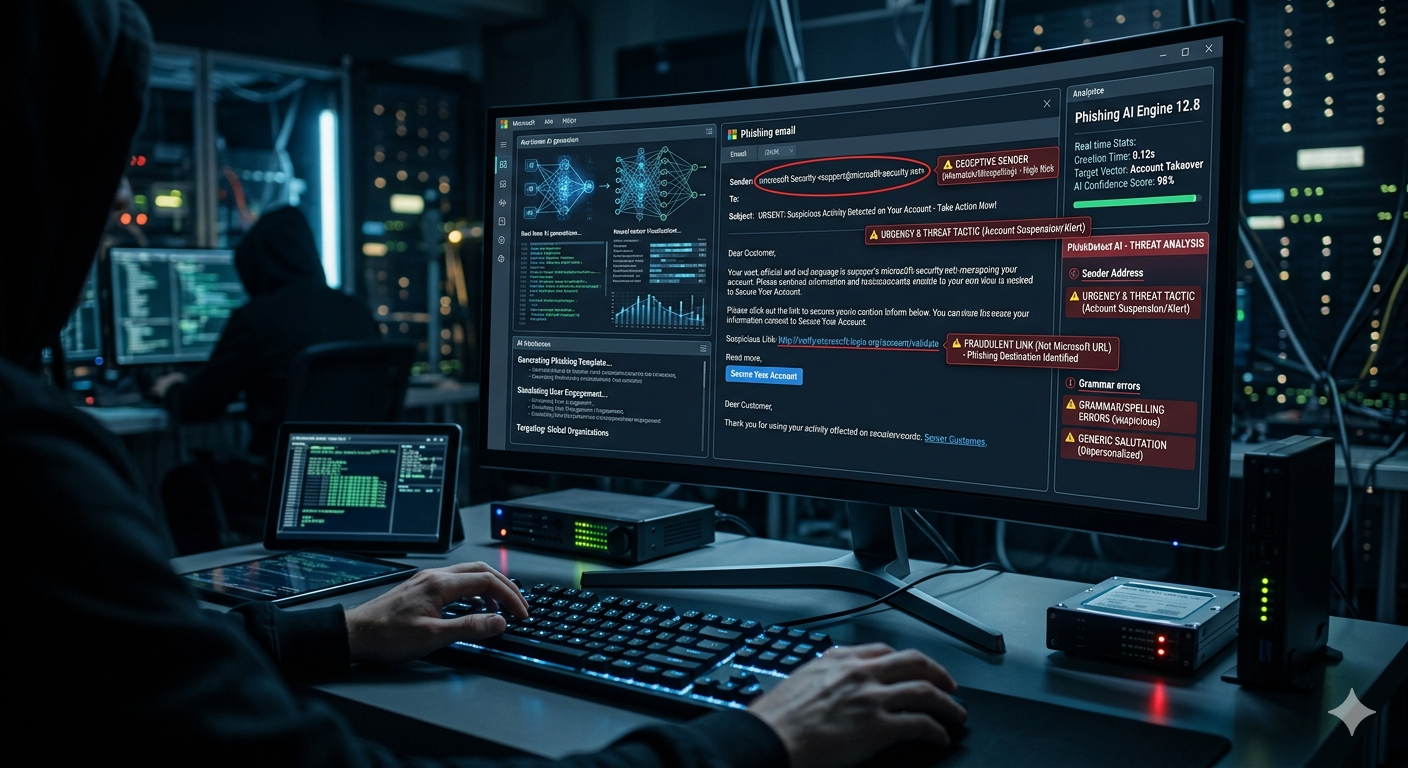 AI-powered phishing attack example and cybersecurity threats in 2027